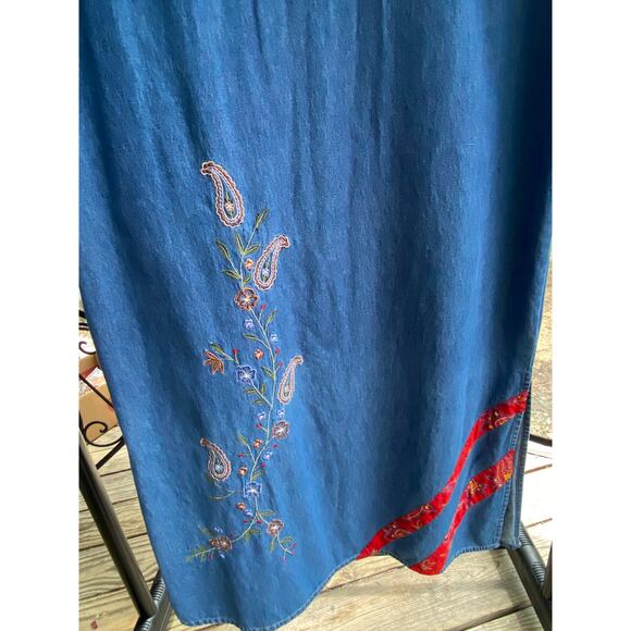 Women's 2 Piece Midi Dress & Over Shirt 2X floral & red fabric trim on both VGUC - Picture 11 of 16